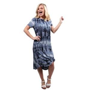 simply southern maxi knot shirt dress NWT blue and black tie dye womens xxl